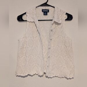 Elegant White Crochet Vest by Honors